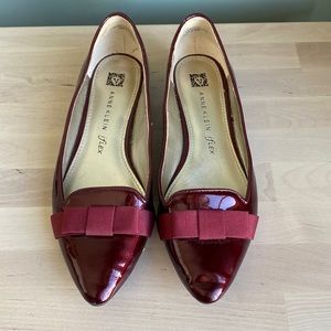 Red Patent Slip-On Flats with Bow